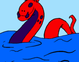 Desenho Monstro do lago nes pintado por monstro marinho