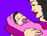Desenho Mãe e filho II pintado por limdo bebe