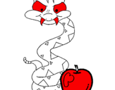 Desenho Serpente e maçã pintado por Dragão duas cabeça