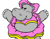 Desenho Hipopótamo com laço pintado por jojo
