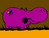 Desenho Hipopótamo com flores pintado por YASMIN