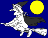 Desenho Bruxa em vassoura voadora pintado por bidu