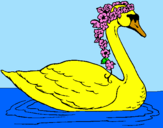 Desenho Cisne com flores pintado por ana