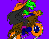 Desenho Bruxa numa moto pintado por NETO