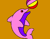 Desenho Golfinho a jogar com uma bola pintado por Beth