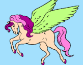 Desenho Pégaso a voar  pintado por ponei colorido