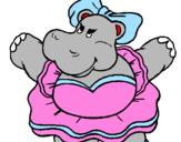 Desenho Hipopótamo com laço pintado por Nena