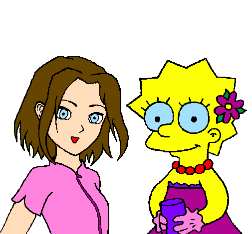 Desenho Sakura e Lisa pintado por vitoria