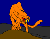 Desenho Tigre com dentes afiados pintado por izadora