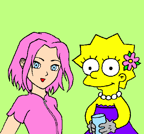 Desenho Sakura e Lisa pintado por Jenn_S2