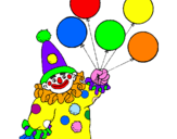 Desenho Palhaço com balões pintado por PP
