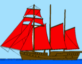 Desenho Veleiro de três mastros pintado por Arthur