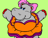Desenho Hipopótamo com laço pintado por davi