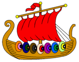 Desenho Barco viking pintado por livia soares