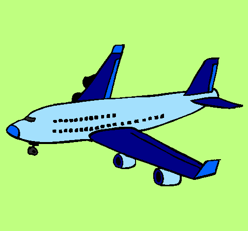 Desenho Avião de passageiros pintado por voô azul