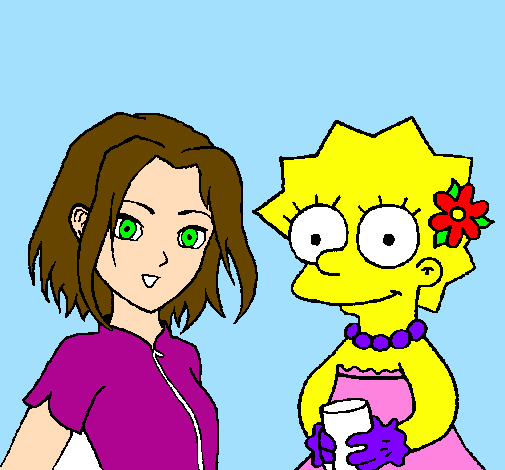 Desenho Sakura e Lisa pintado por lary 