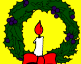 Desenho Coroa de natal e uma vela pintado por moto