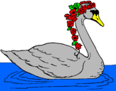 Desenho Cisne com flores pintado por mariana