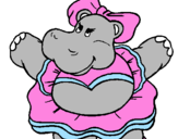 Desenho Hipopótamo com laço pintado por hipo