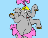 Desenho Elefante a dançar pintado por Maria Luísa