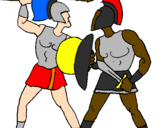Desenho Luta de gladiadores pintado por gladiadore romanos