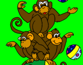 Desenho Macacos a fazer malabarismos pintado por théo