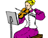 Desenho Dama violinista pintado por livia soares