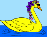 Desenho Cisne com flores pintado por lucas
