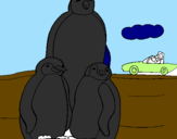 Desenho Familia pinguins pintado por bruno    lucas