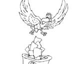 Desenho Águia a recliclar pintado por evanildo