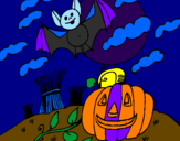 Desenho Paisagem Halloween pintado por dharla