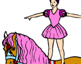 Desenho Trapezista em cima do cavalo pintado por dançarina  com  cavalo