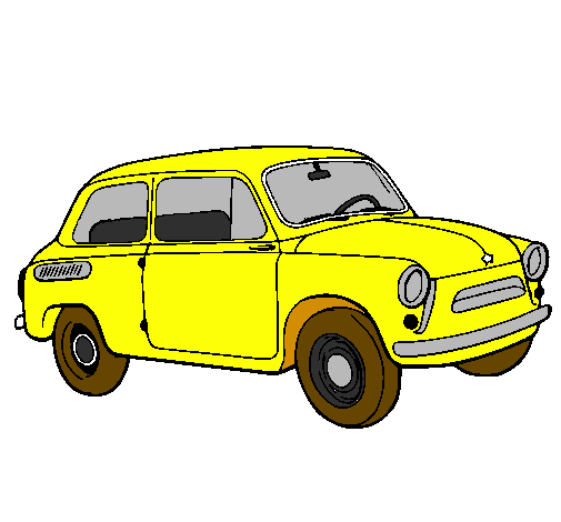 Desenho Carro clássico pintado por Amarelo