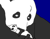 Desenho Urso panda com a sua cria pintado por Brenda S.T.O