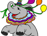 Desenho Elefante com 3 balões pintado por graziella