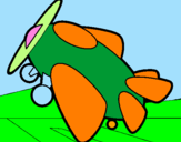 Desenho Avião pequeno pintado por nathy e vovo ro