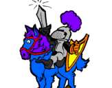 Desenho Cavaleiro a alçar a espada pintado por cavaleiro azul e  lilas