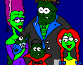 Desenho Família de monstros pintado por Brenda S.T.O
