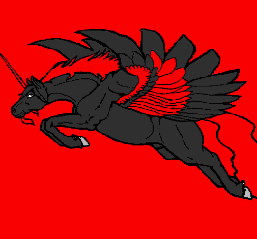 Desenho Unicórnio alado pintado por cavalo alado
