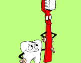 Desenho Dentes e escova de dentes pintado por amanda