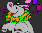 Desenho Elefante com 3 balões pintado por Rafaela