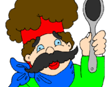 Desenho Chefe com bigode pintado por zoli