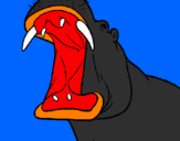 Desenho Hipopótamo com a boca aberta pintado por gonçalo