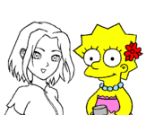 Desenho Sakura e Lisa pintado por mimi