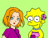 Desenho Sakura e Lisa pintado por Juliana
