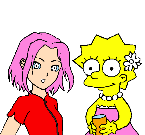 Desenho Sakura e Lisa pintado por victor10