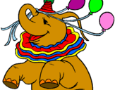 Desenho Elefante com 3 balões pintado por circo