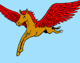 Desenho Pégaso em voo pintado por cavalo alado