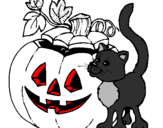 Desenho Abóbora e gato pintado por aline tavares