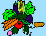 Desenho verduras pintado por Gustavo